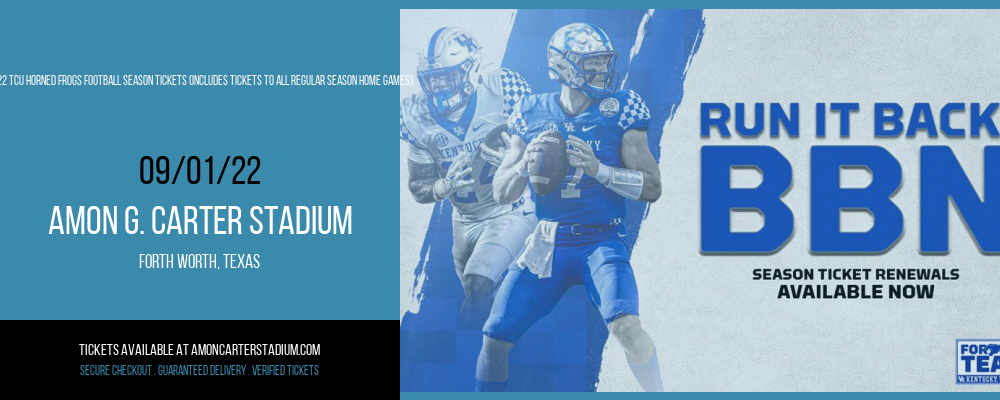 2022 TCU Horned Frogs Football Season Tickets (Includes Tickets To All Regular Season Home Games) at Amon G. Carter Stadium tickets 2022 TCU Horned Frogs Football Season Tickets (Includes Tickets To All Regular Season Home Games) at Amon G. Carter Stadium